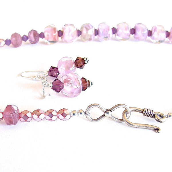 Pink Artisan Glass Necklace Set