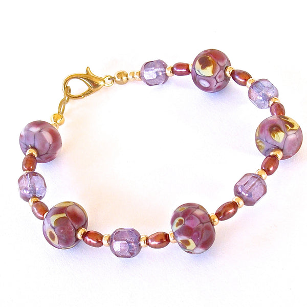 Blossom: Blown Glass Bracelet in Purples