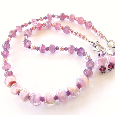Cotton Candy: 18" Orchid Colored Jewelry Set