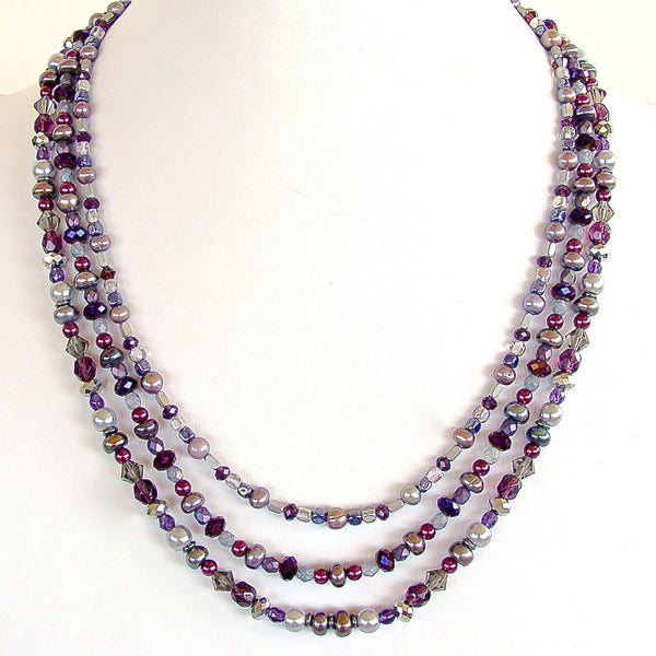 Nehi: 22" Purple Multi Strand Necklace