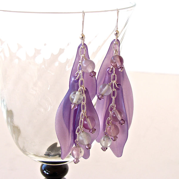 purple feather earrings