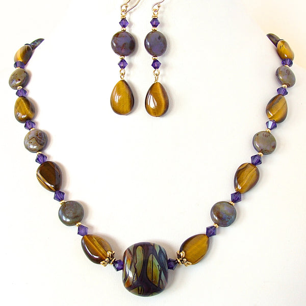 Purple and Gold Necklace Set