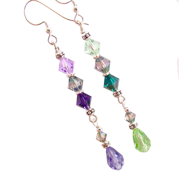 Purple and green earrings