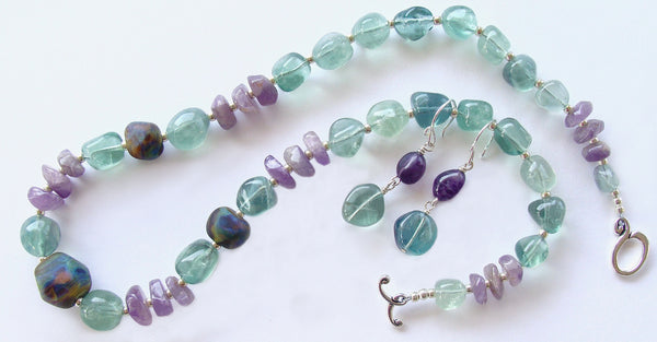 Purple and green necklace