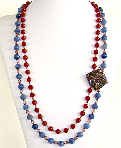 Red Carnelian and Blue Sodalite Necklace