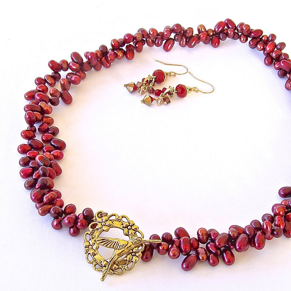 Red Necklace with Front Closure