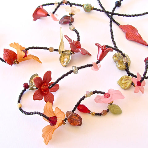 Lady Bug: Red Flower Necklace