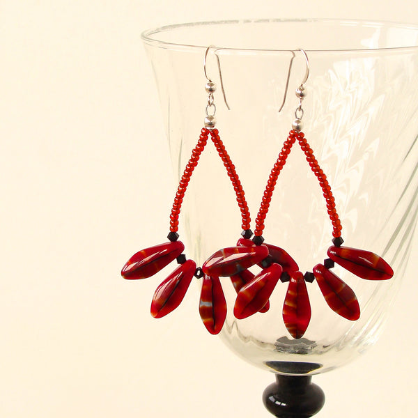 red and black earrings