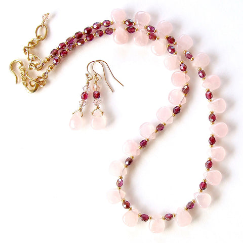 Rose Quartz Necklace Set