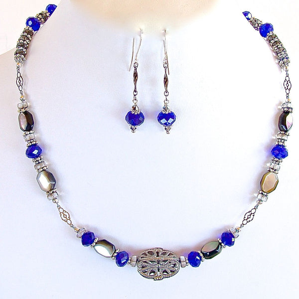 Royal Blue Crystal Necklace Set