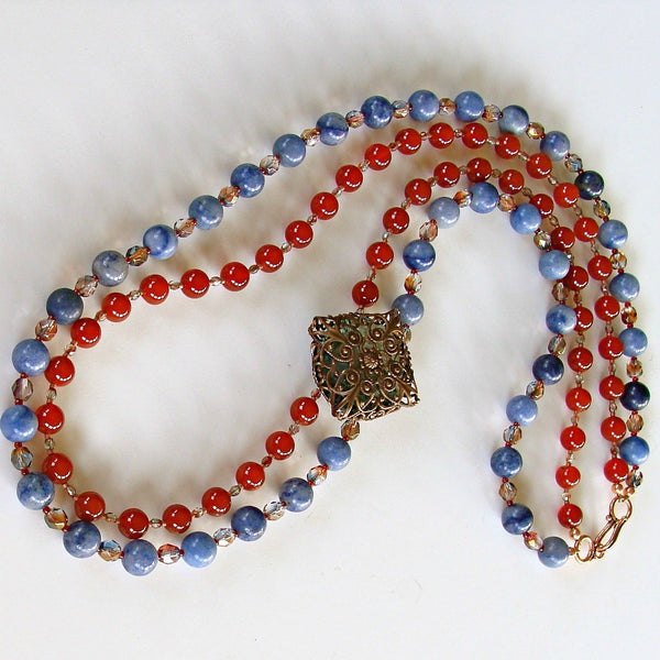 Semi-precious Red and Blue Necklace