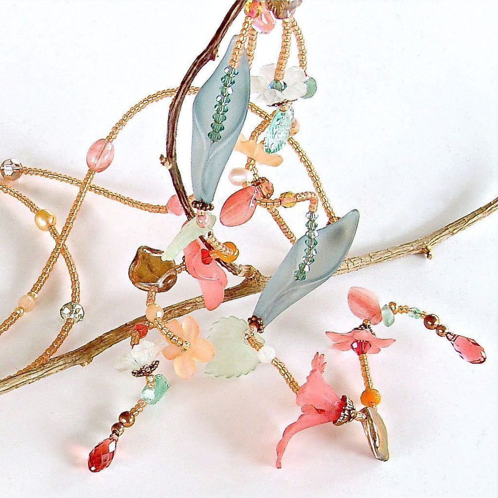 Spring Pearl and Crystal flower lariat