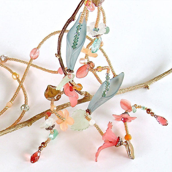 Spring Pearl and Crystal flower lariat