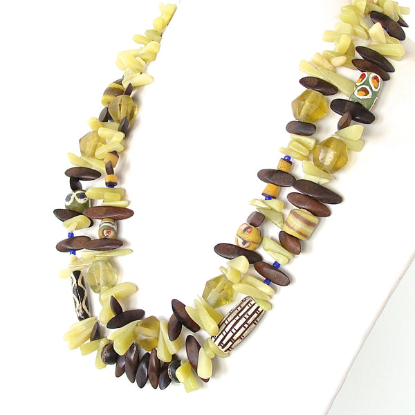 Lemongrass: Double Strand Necklace in Olive Jade