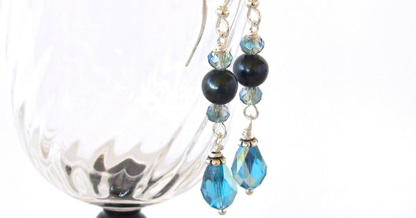 Turquoise and teal Crystal Earrings