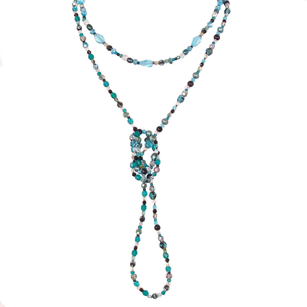 beaded black and teal necklace