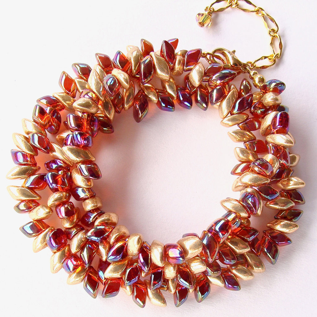 beaded wrap bracelet in holiday colors