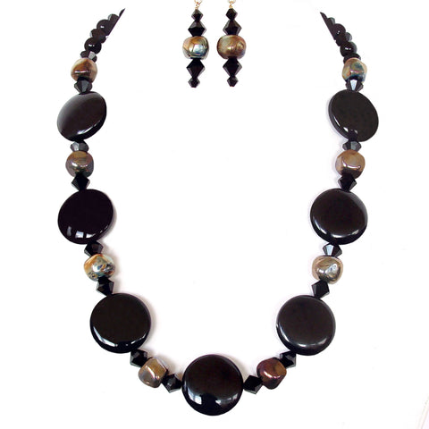 black gemstone necklace set