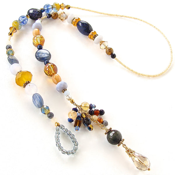blue and amber handmade necklace