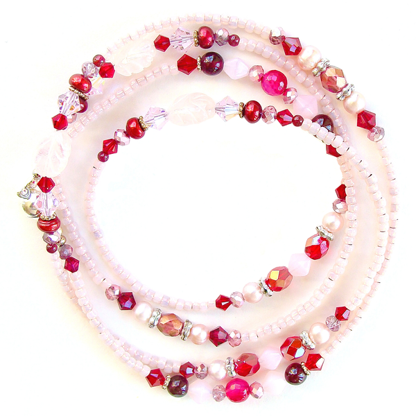 bracelet in red and pink.