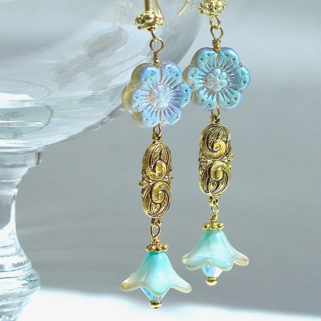 dangle earrings with flowers