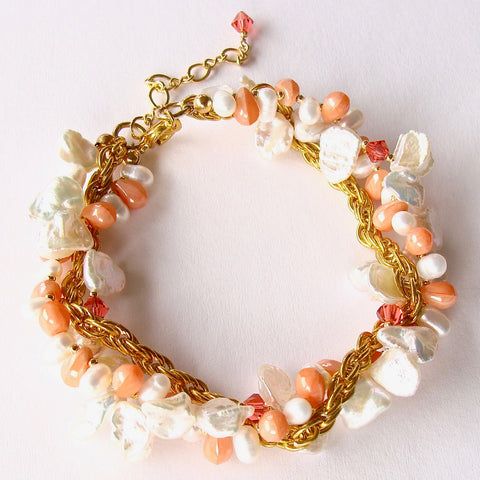 gold and coral bracelet