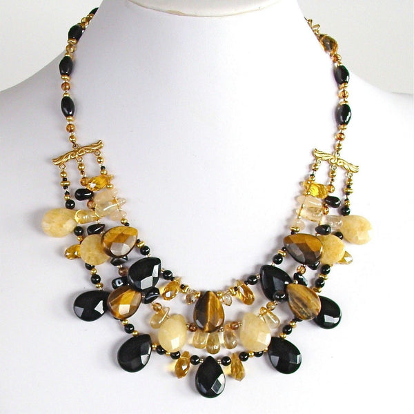 Handmade Onyx and Tigers Eye Necklace