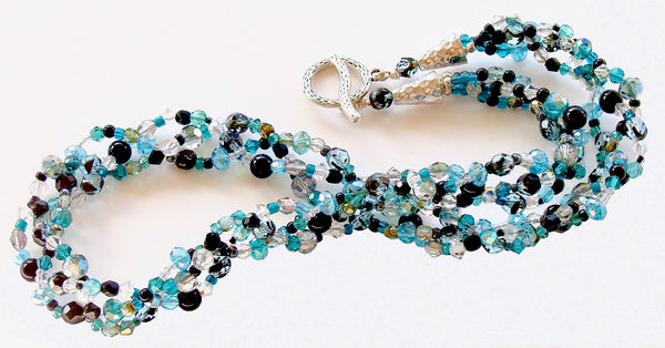 handmade teal crystal necklace