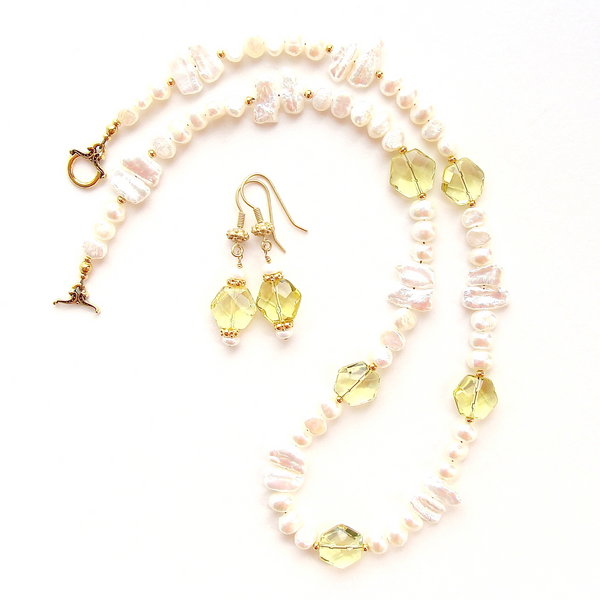 lemon quartz necklace set