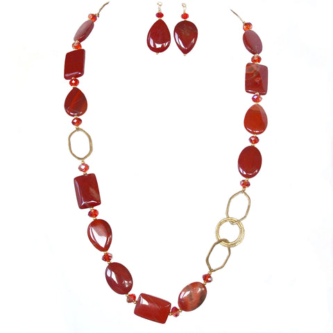 long red necklace set