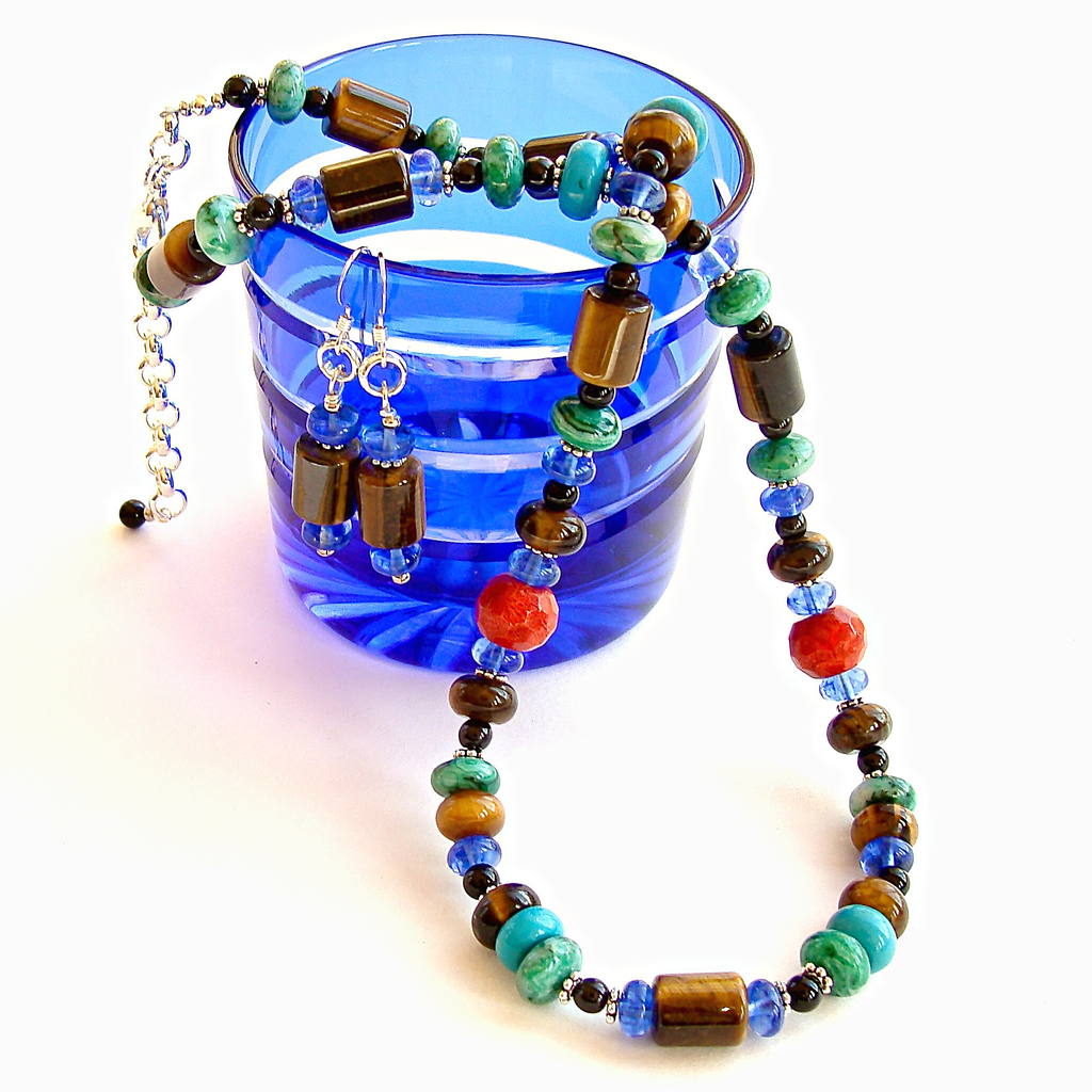 mixed stone necklace with primary colors
