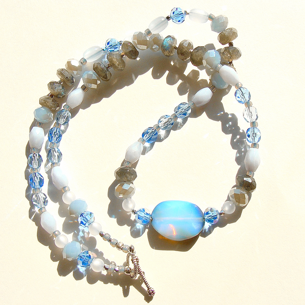 necklace in blue and gray