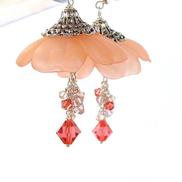 peach dangle earrings