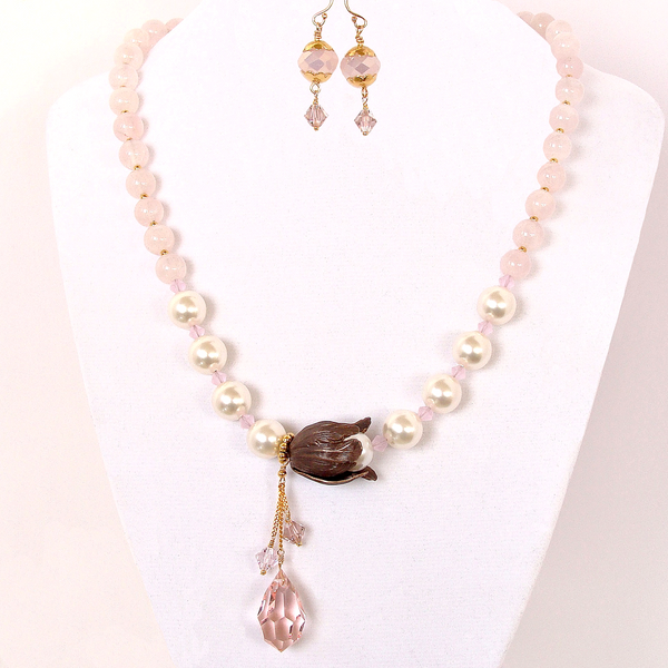 Tilly: Pink Flower Necklace Set