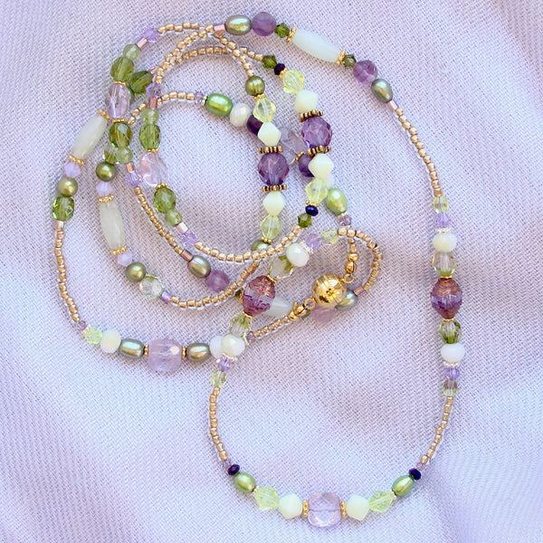 purple and green necklace