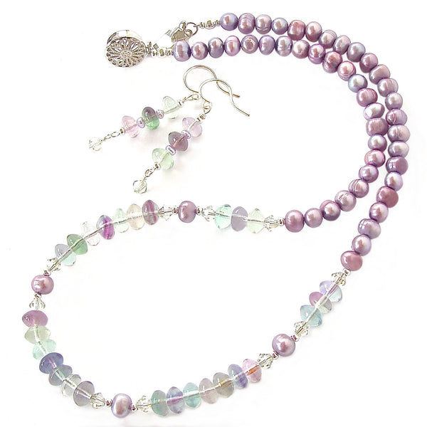 rainbow fluorite necklace set