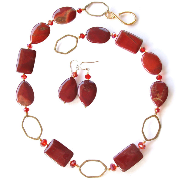 red and gold necklace set
