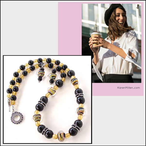 stylish apparel from KarenMillen.com with black and yellow necklace
