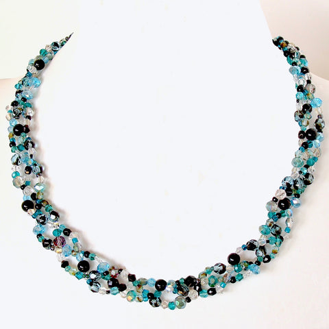 teal crystal necklace