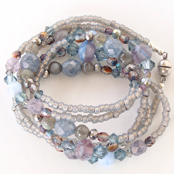 wrap bracelet in blue and purple