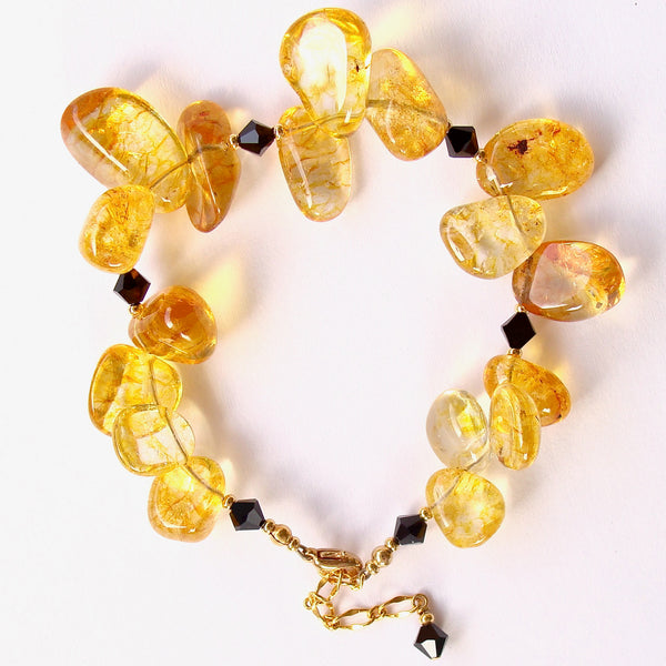 Rizzo: Chunky Gemstone Bracelet in Yellow and Black