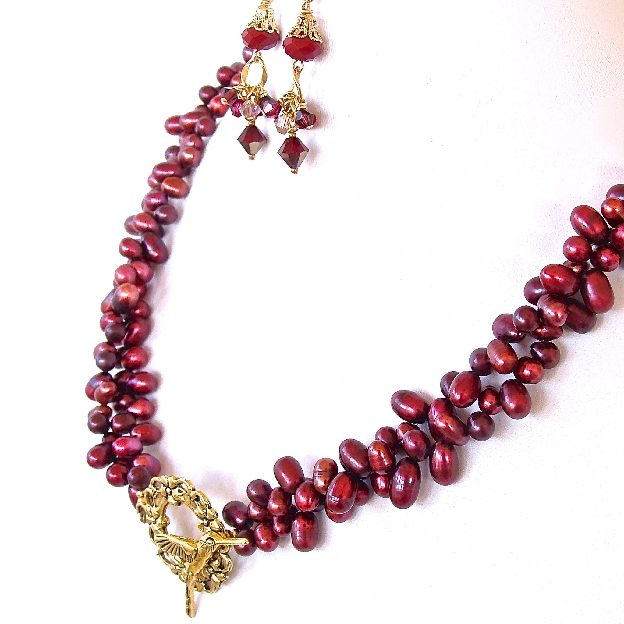 Flutter Red Pearl Necklace Set